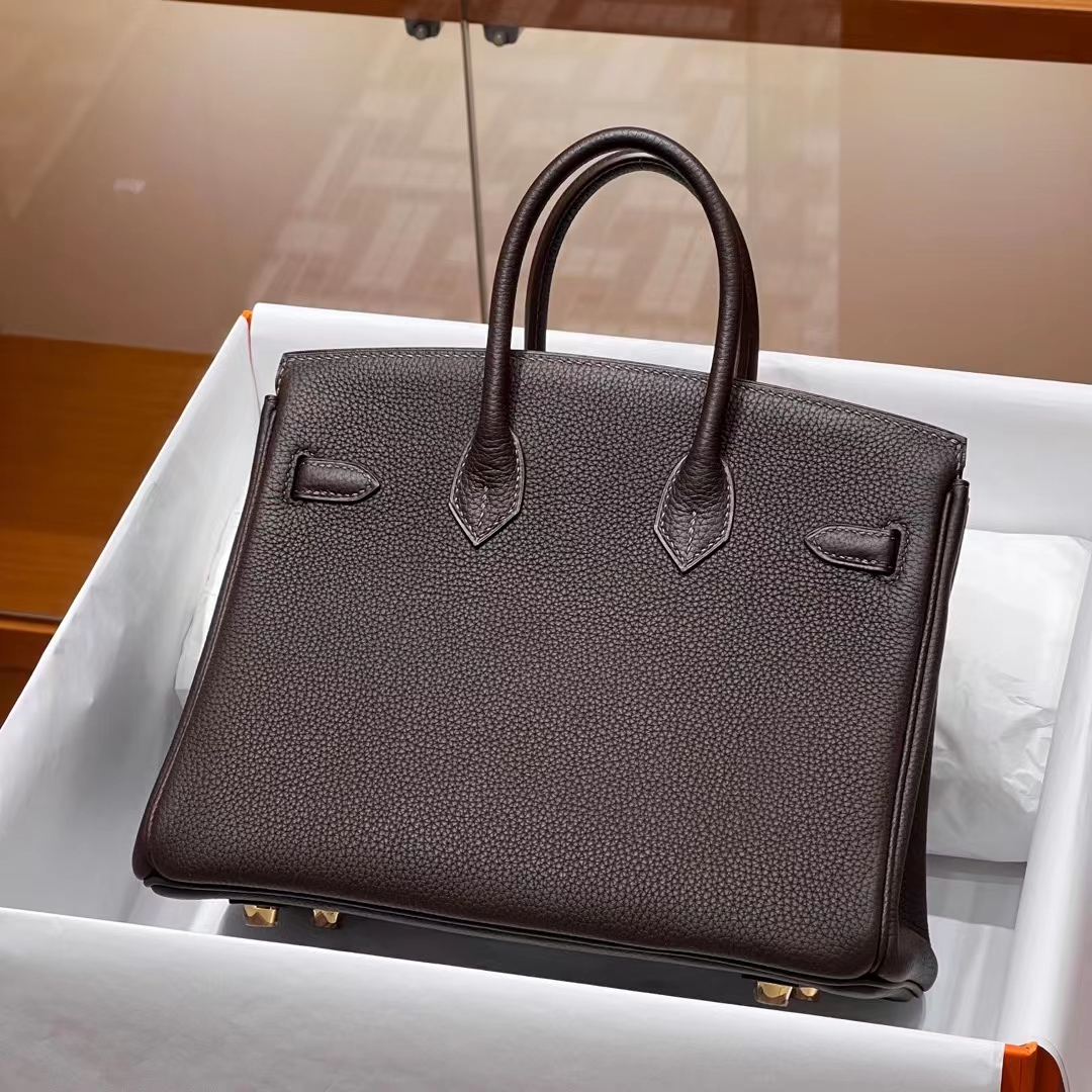 HERMES  Birkin 25cm 46 EBONE Togo Full handmade Birkin Fatory 25x20x13cm