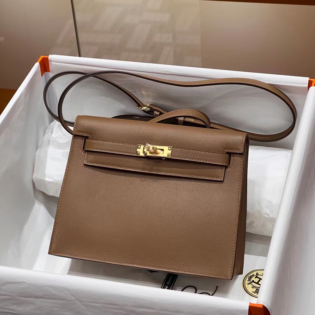 HERMES Kellydanse 22cm Evercolor D0 GOLD Hardware HandMade
