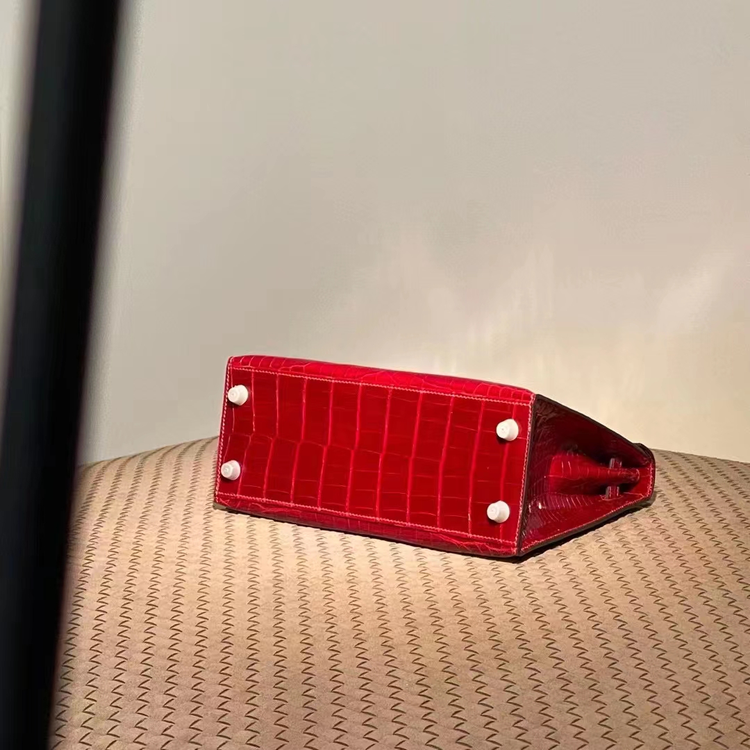 HERMES Kelly 25CM S5 Rouge Tomate Niloticus GHW Full handmade Kelly fatory