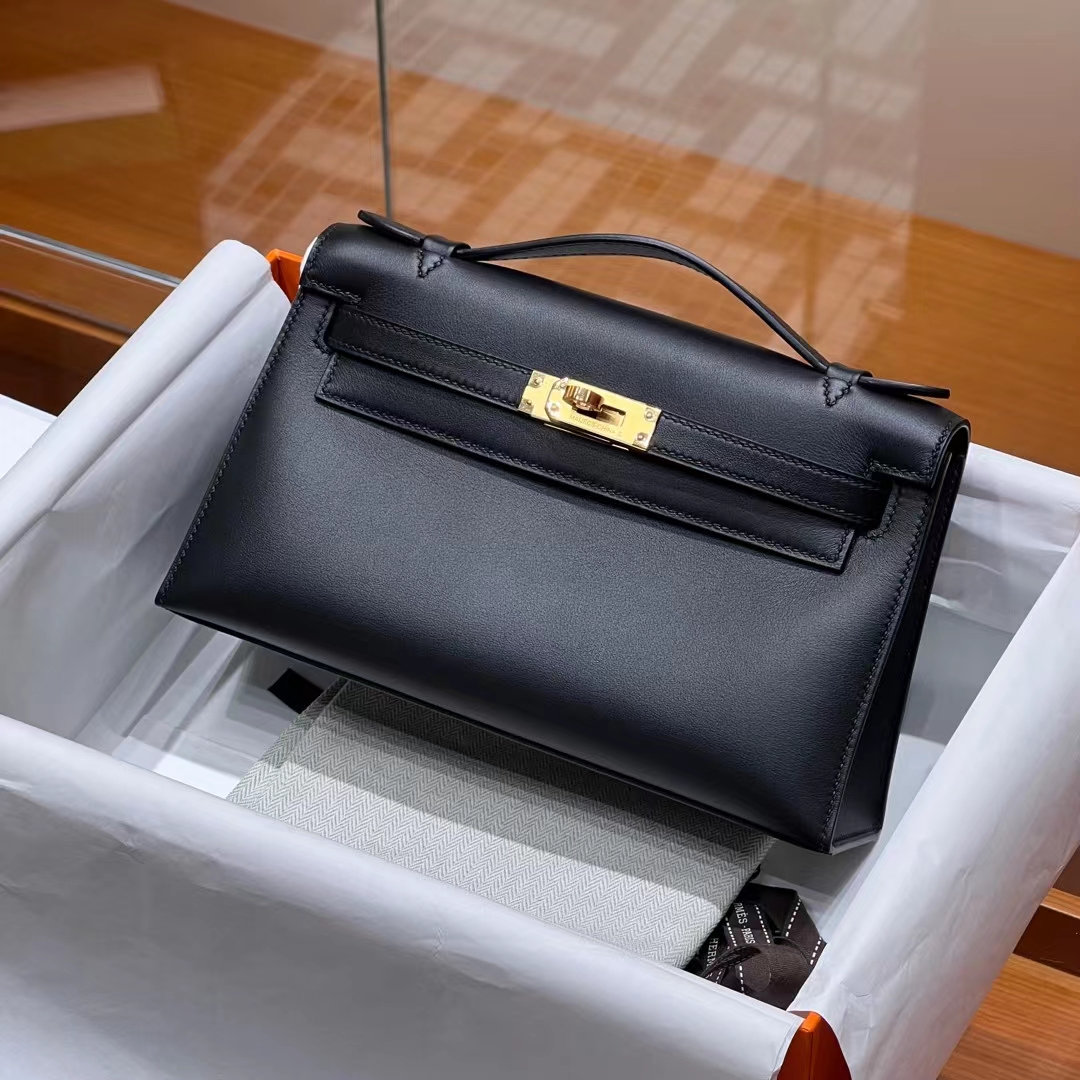 HERMES Kelly Pochette CC89 Nior Swift Full handmade Kelly fatory