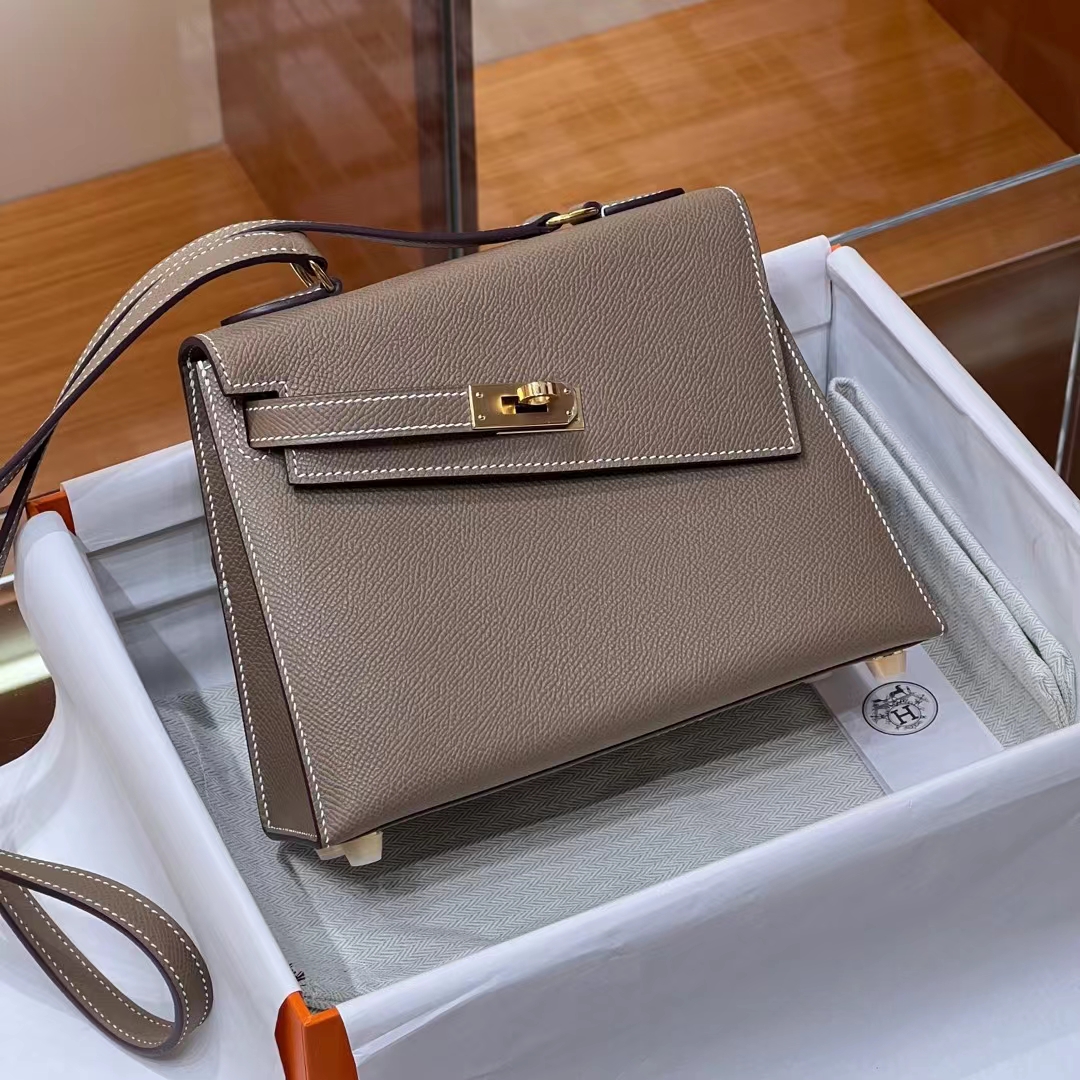 HERMES Kelly II Sellier 8C Gri Elephant GOLD Hardware HandMade