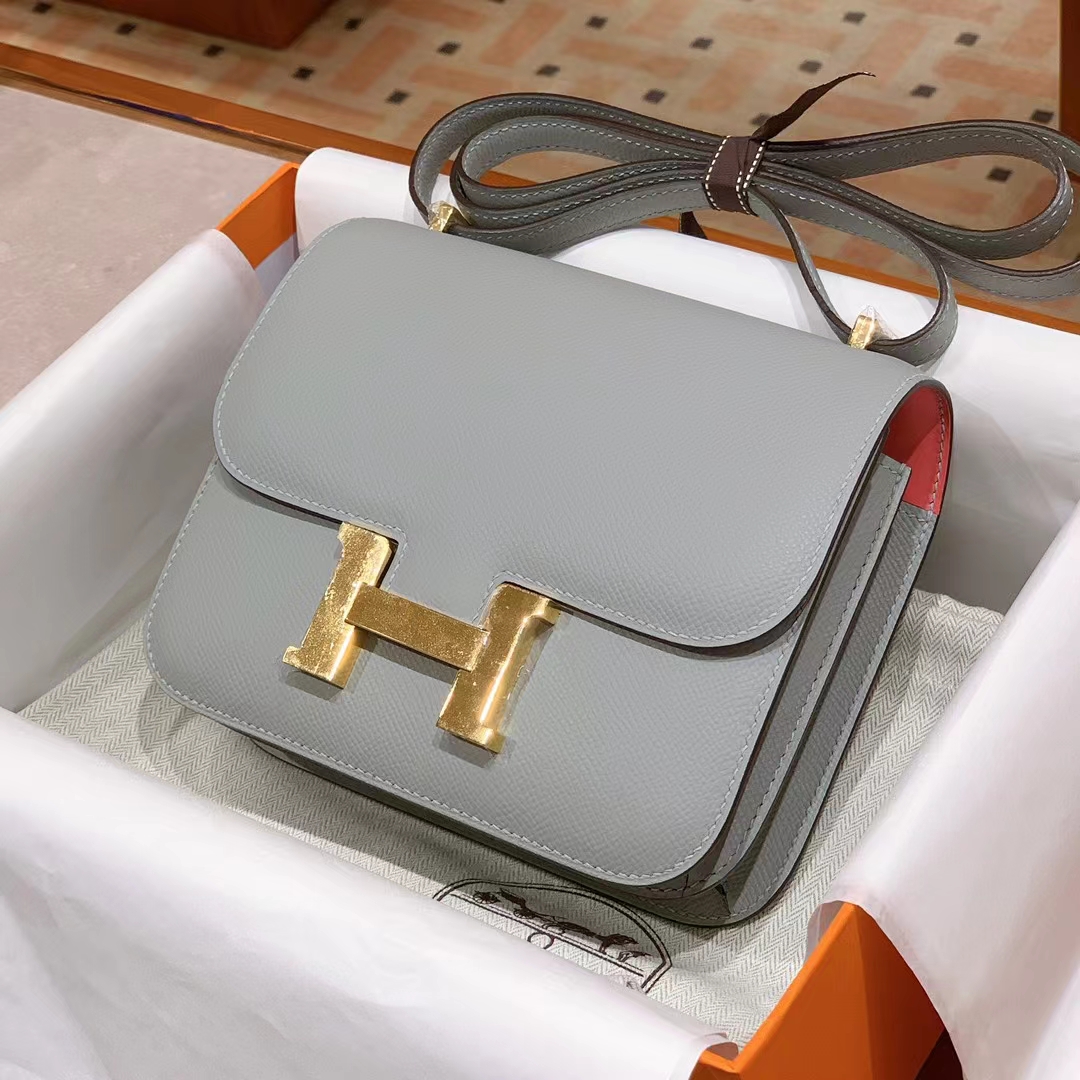 Constance 19cm 80 Gris Perle Swift Full handmade HERMES fatory