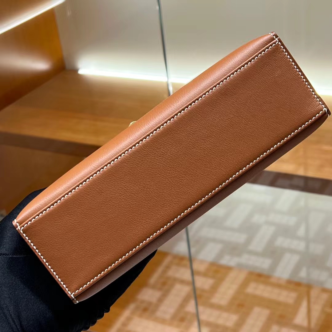 HERMES Kelly Pochette 22CM CK37 Gold Swift GHW Full handmade fatory