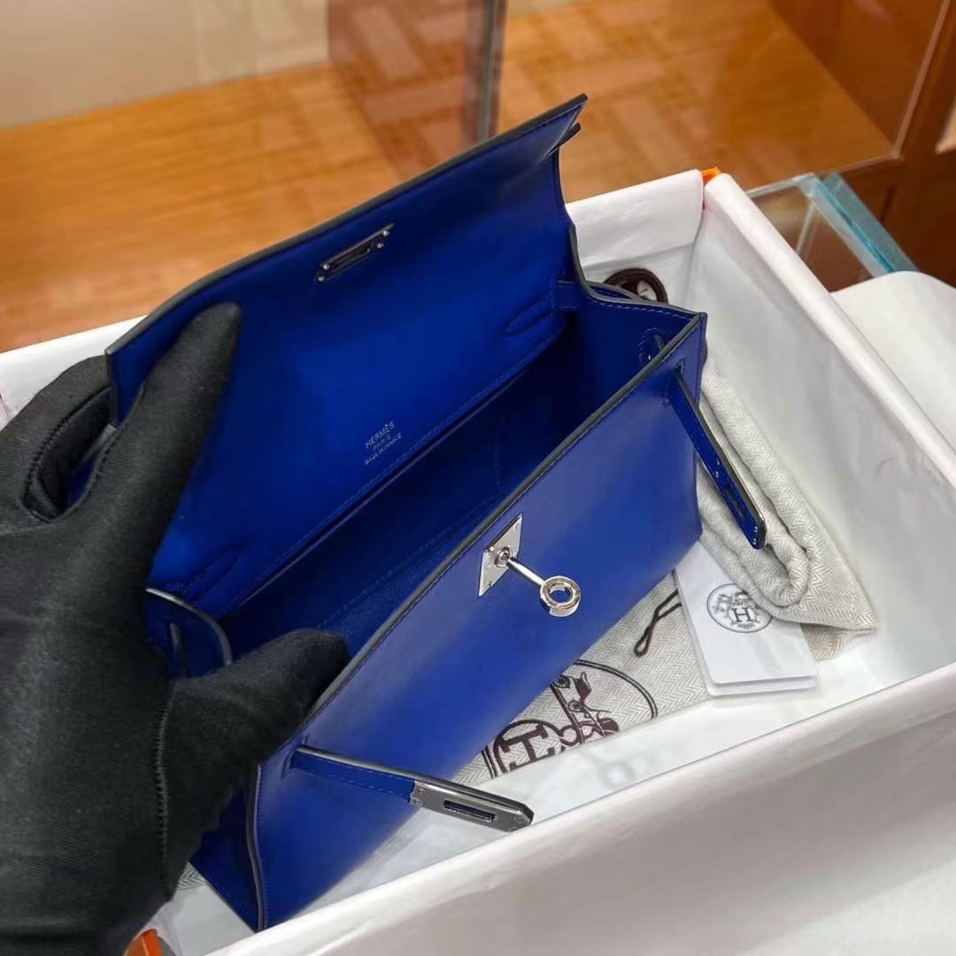 HERMES Kelly Pochette Swift7T Bleu electrique Full handmade 【God Factory】 Factory
