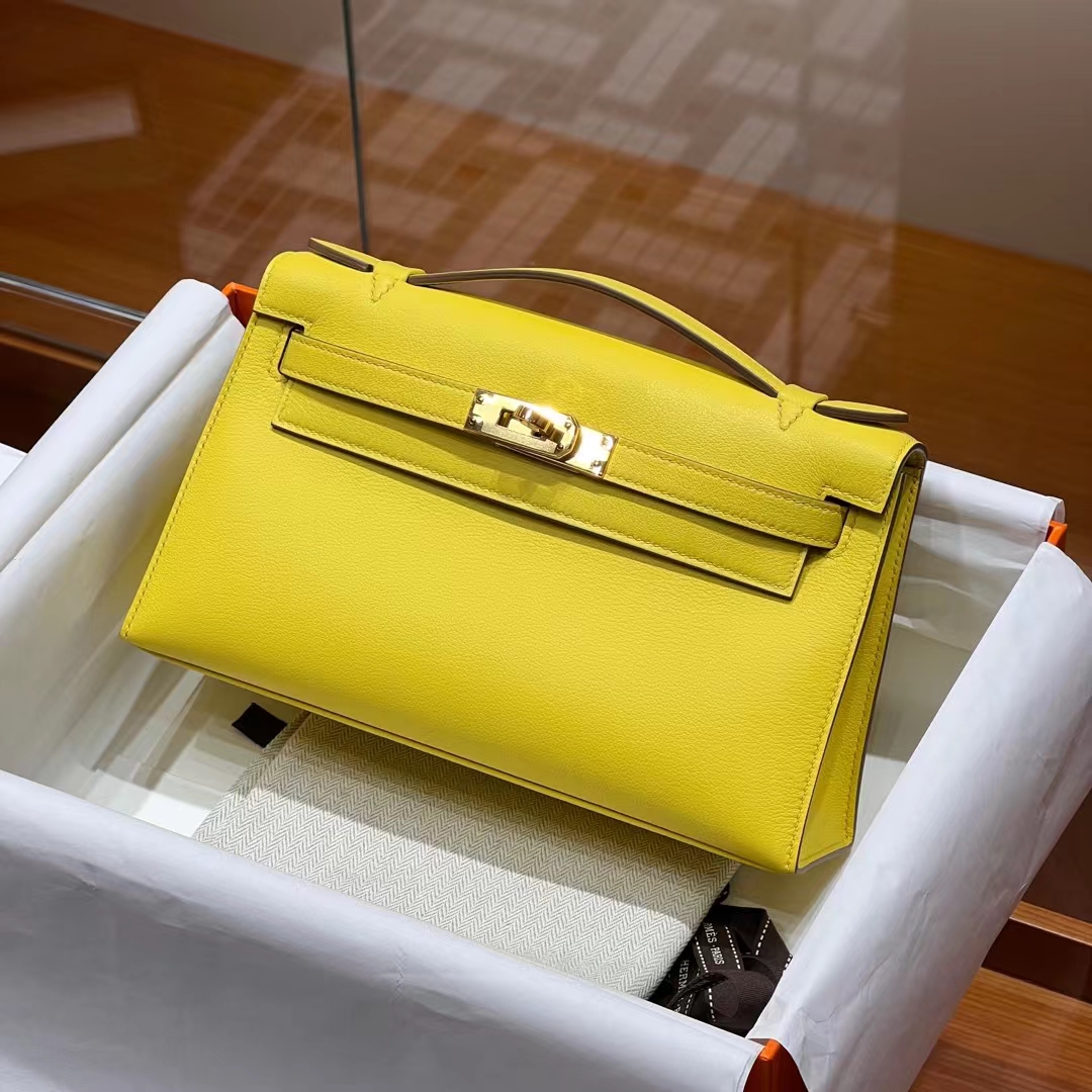 HERMES Kelly Pochette 9N Swift Full handmade Kelly fatory