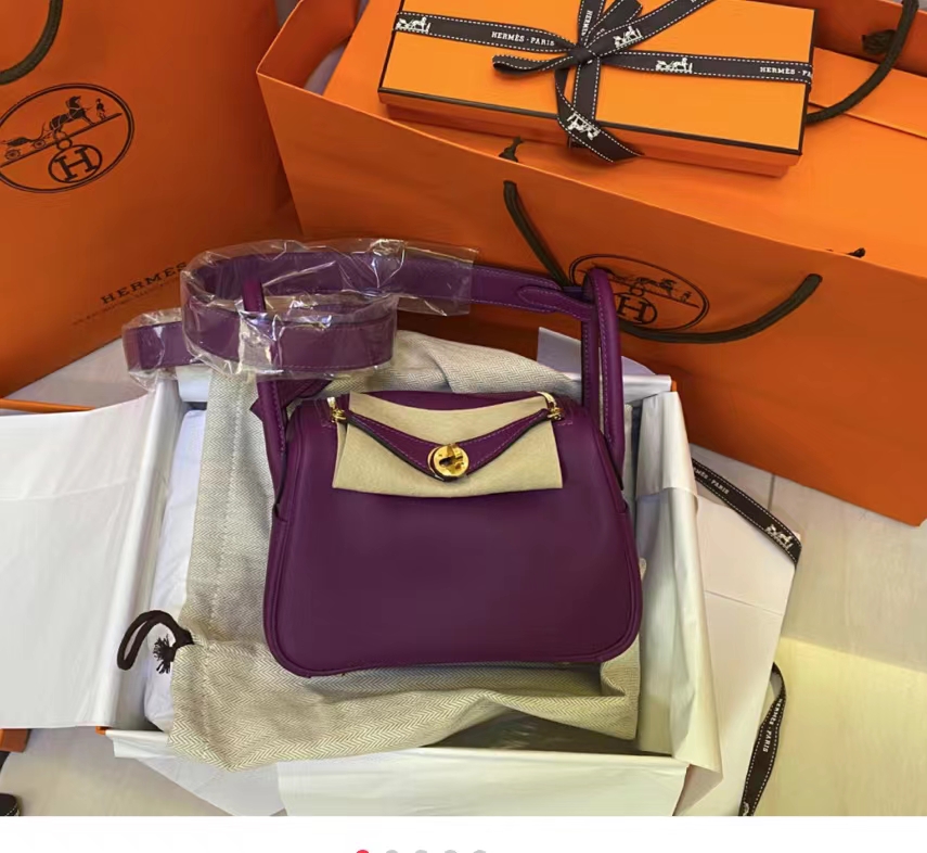 HERMES Mini Lindy 9G Amethyste Swift Full handmade fatory