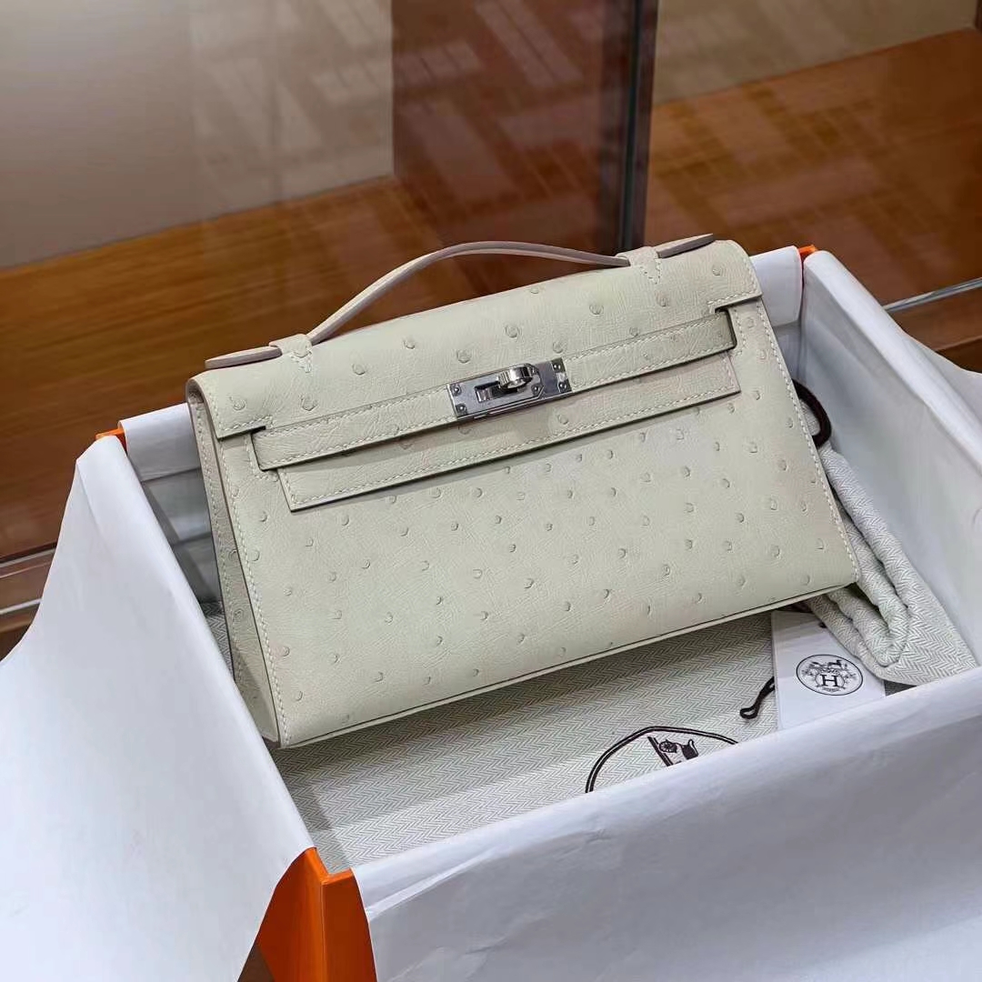 HERMES Kelly Pochette Ostrich 3C Full handmade 【God Factory】 Factory