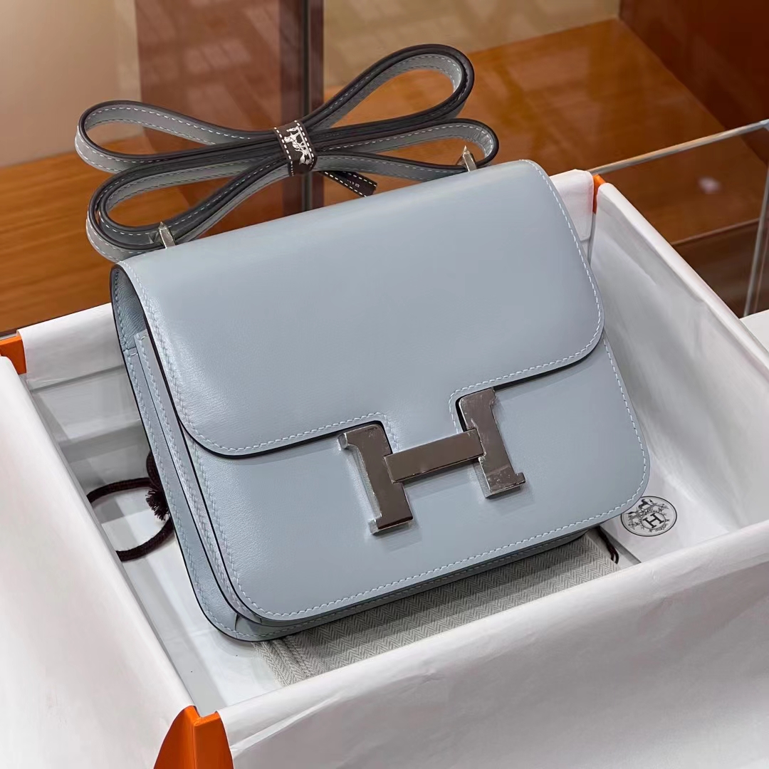 Constance 19CM J7 Bleu Un BOX Full handmade HERMES Fatory