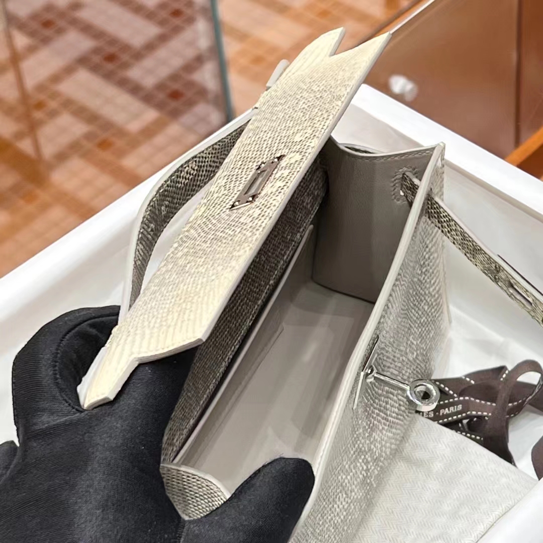 HERMES Kelly Pochette Lizard  Full handmade Kelly fatory