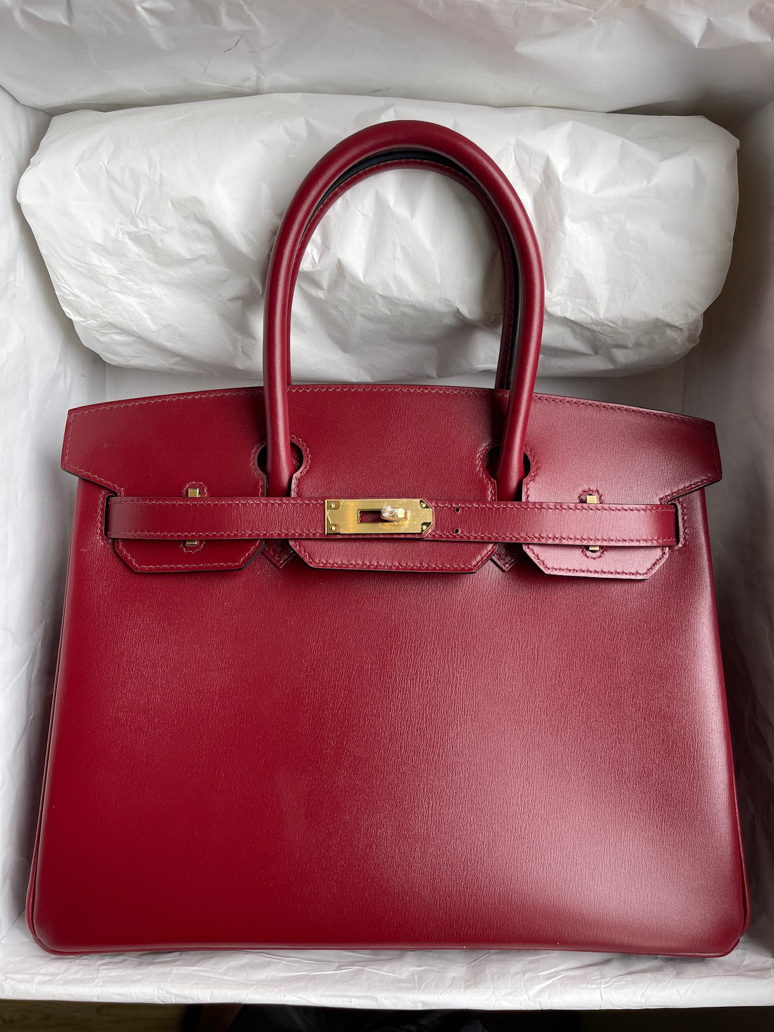 Hermes Birkin 30CM Boxcalf Rough H Gold Hardware Full Handmade