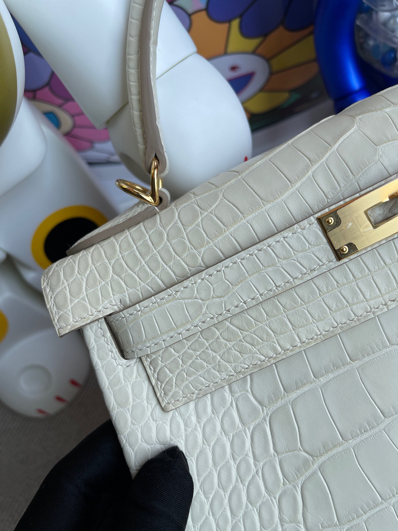 Hermes Kelly 28CM Matte Alligator 8L Beton Gold Hardware HandMade