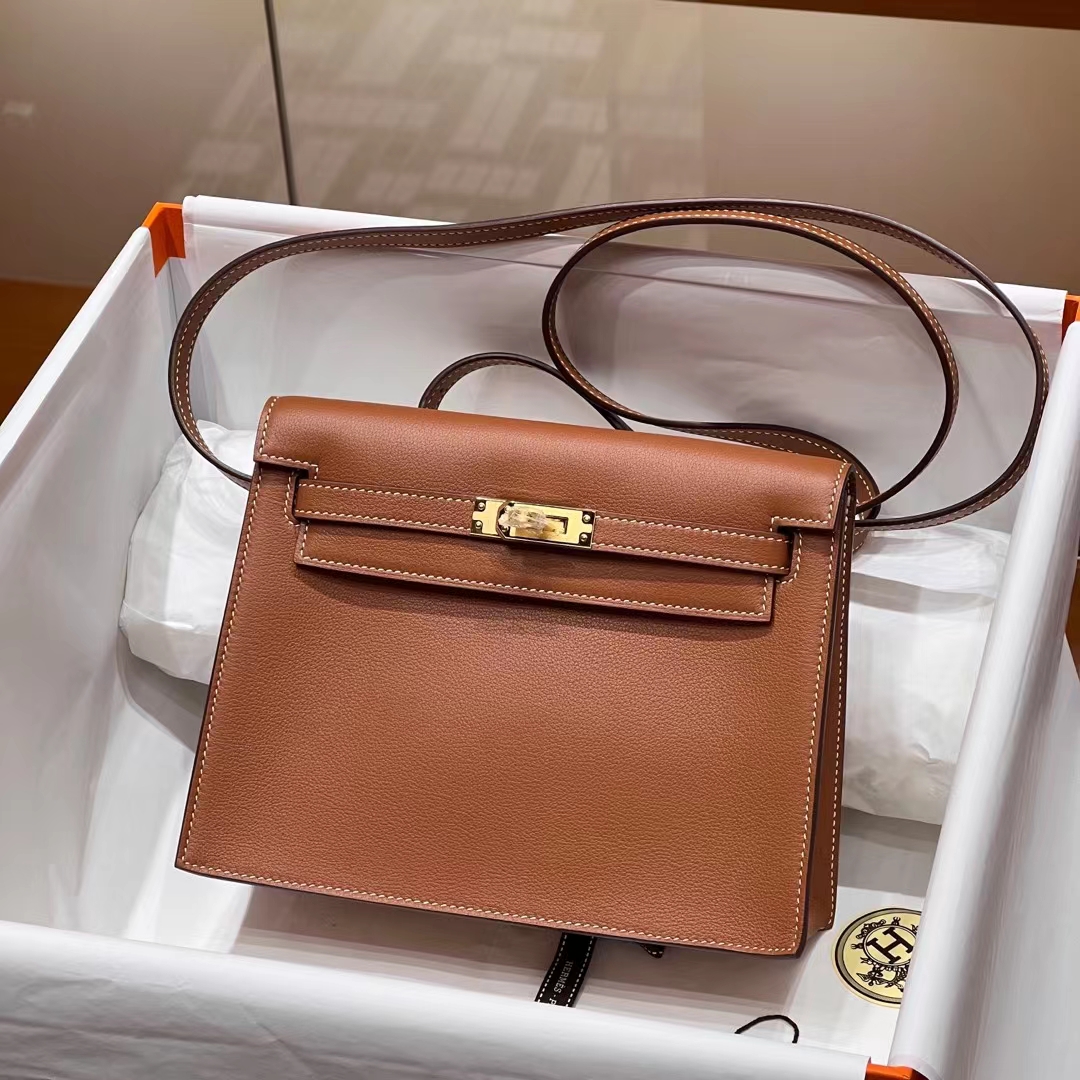 HERMES Kellydanse 22cm Evercolor CK37 Gold Hardware HandMade
