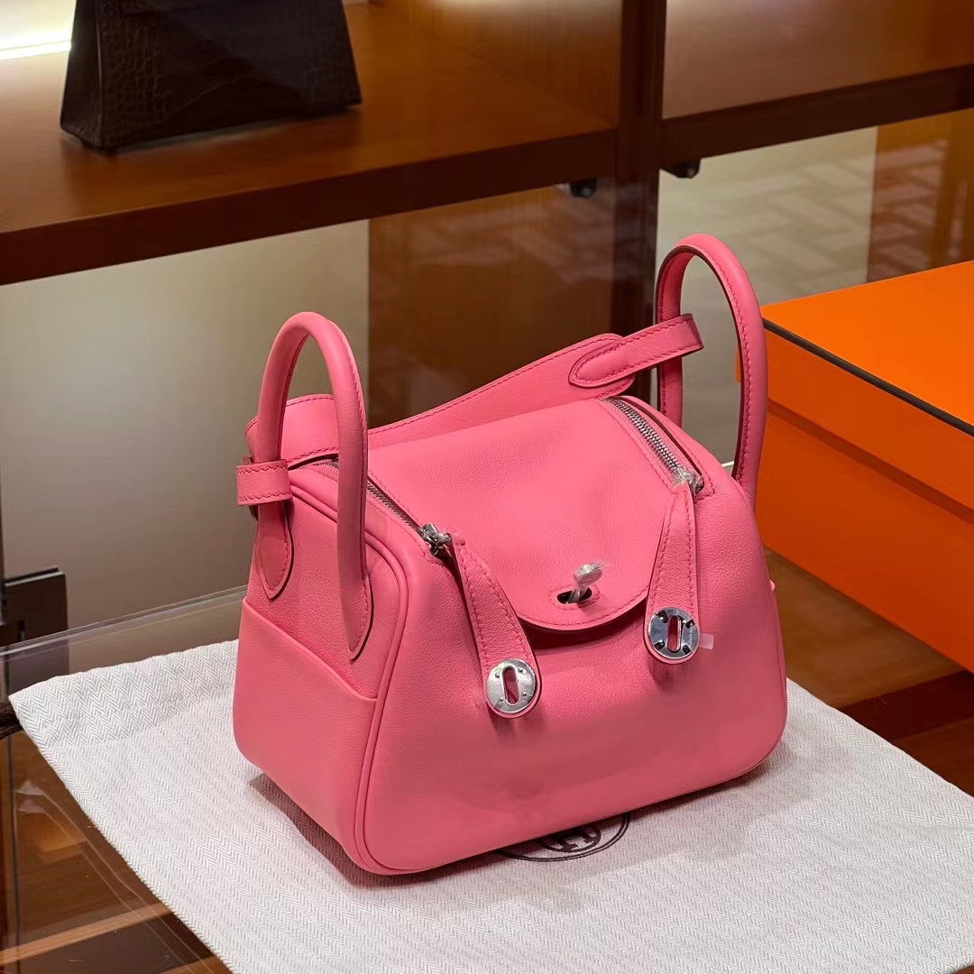 HERMES Mini Lindy U5 Rose eLipstick Swift Full handmade fatory