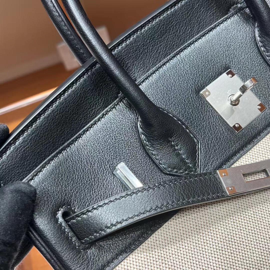 HERMES Birkin 30CM Swift&Canvas 89 Nior Full handmade Factory
