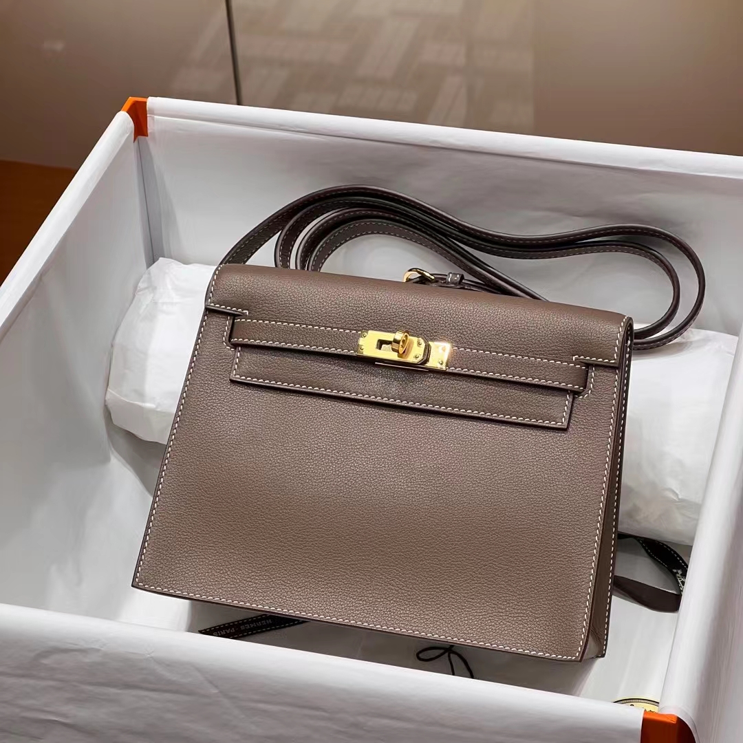 Kelly Dance 8C Gri Elephant Evercolor Full handmade HERMES Fatory